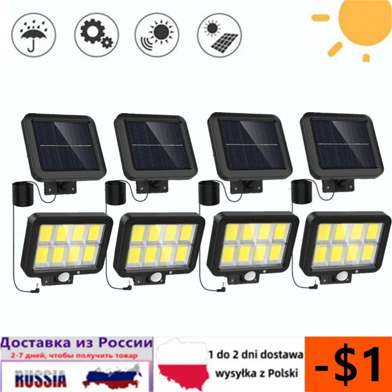 Cob Led Solar Powered Light Outdoor Pir Motion Sensor Luce Solare Impermeabile Wall Emergency Street Security Lamp Per Giardino