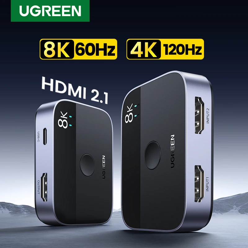 Ugreen Hdmi Splitter 4K Switch Hdmi Bidirezionale 1X Adattatore 2/2X1 Per Ps4/3 Tv Box Proiettore Switcher Cavo Hdmi Splitter Hdmi