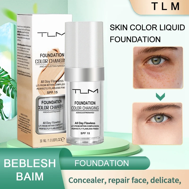 Tlm Tum Liquid Foundation Cream Professional Full Coverage Face Concealer Base Per Trucco Impermeabile Brighten Cover Dark Circles30Ml