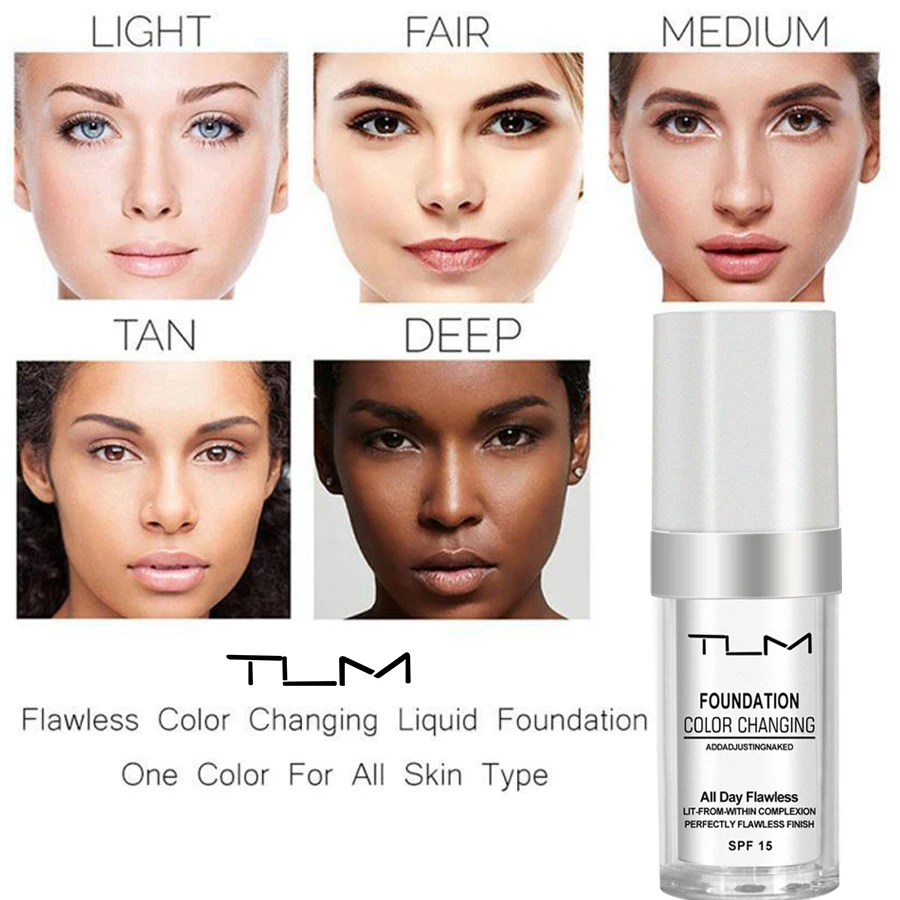 Magic Color Change Foundation Oil-Control Face Cover Concealer Makeup Tlm Liquid Hydrating Long Lasting Tone Foundation Tum