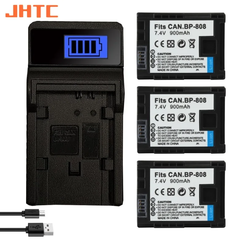 Batteria 900Mah Bp 808 Per Canon Fs300 Fs100 Xa10 Vixia Hg20 Hf21 Hf S11 Hf S10 Hf11 Bp-808 Bp-809 819 Bp-827 Bp808 Batterie