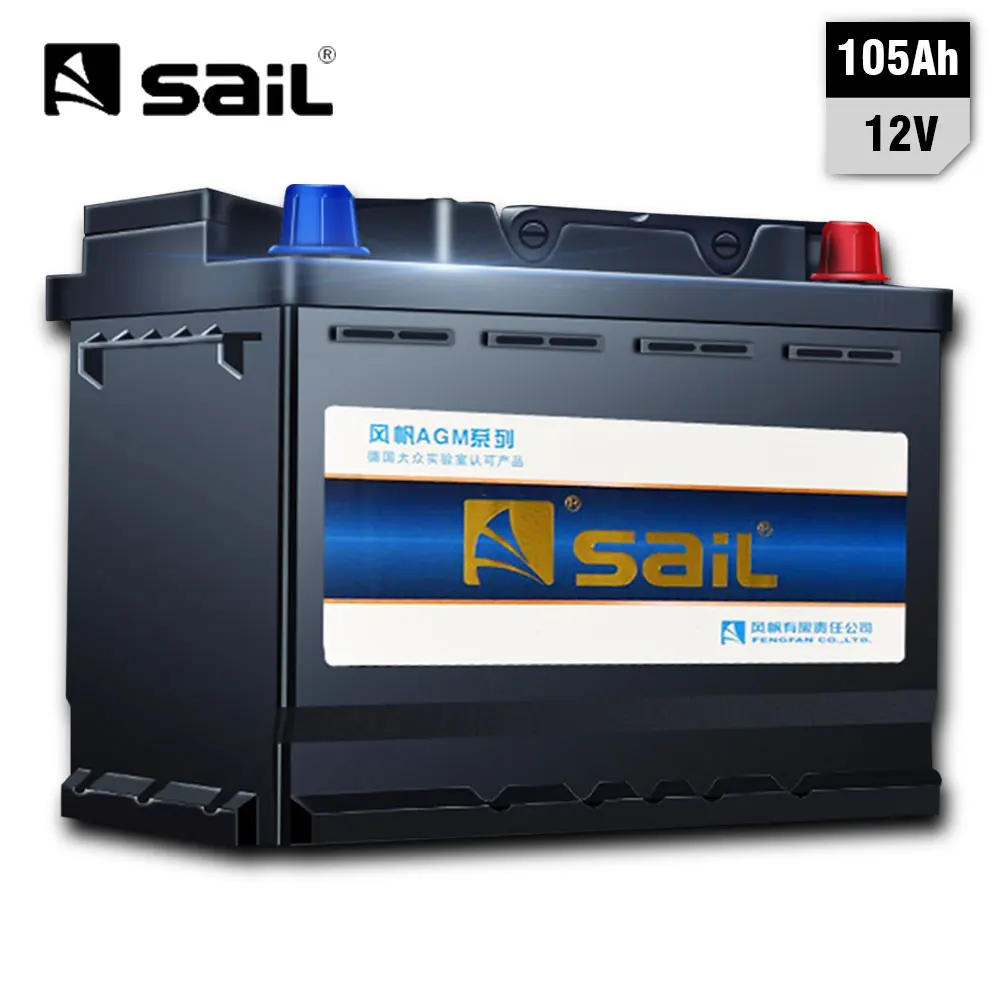 Sail Agm Batteria 12V 105Ah Batteria A Ciclo Profondo Start-Stop Batteria Del Veicolo Per Auto Bmw E46 Audi A3 A6 A4 B8 Mazda Cx55 Golf 6 7