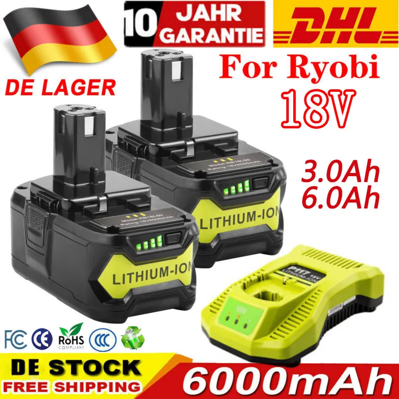 Per Ryobi 18V Batteria Per Utensili A Batteria Rb18L25 P107 P108 P109 P102 P103 3/6Ah Per Batteria Al Litio Di Ricambio Ryobi 18V