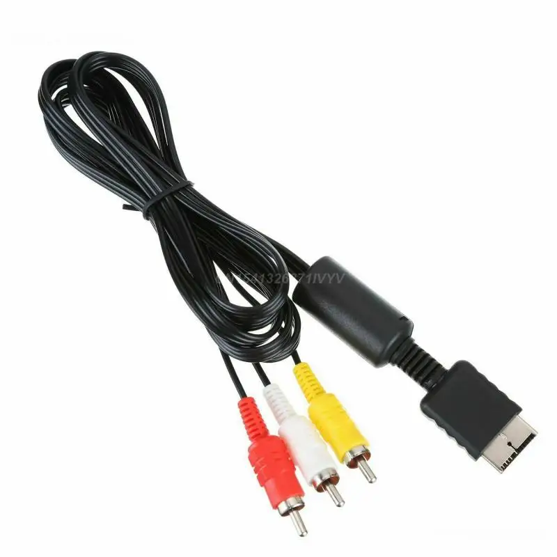 Cavo Av Nero Durevole Audio Per Ps1 Ps2 Ps3 A/V Cavo Stereo Video Flessibile 1.8 Metri Ps2 Aux Video Av Ps3
