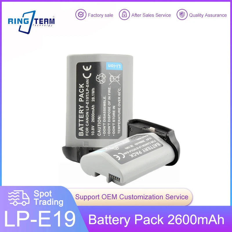 2 Pz/Lotto Batteria Per Fotocamera Ricaricabile Lp-E19 Lpe19 Lp E19 Per Fotocamera Canon Eos R3 1Dx Mark Ii 1Ds Mark Forte