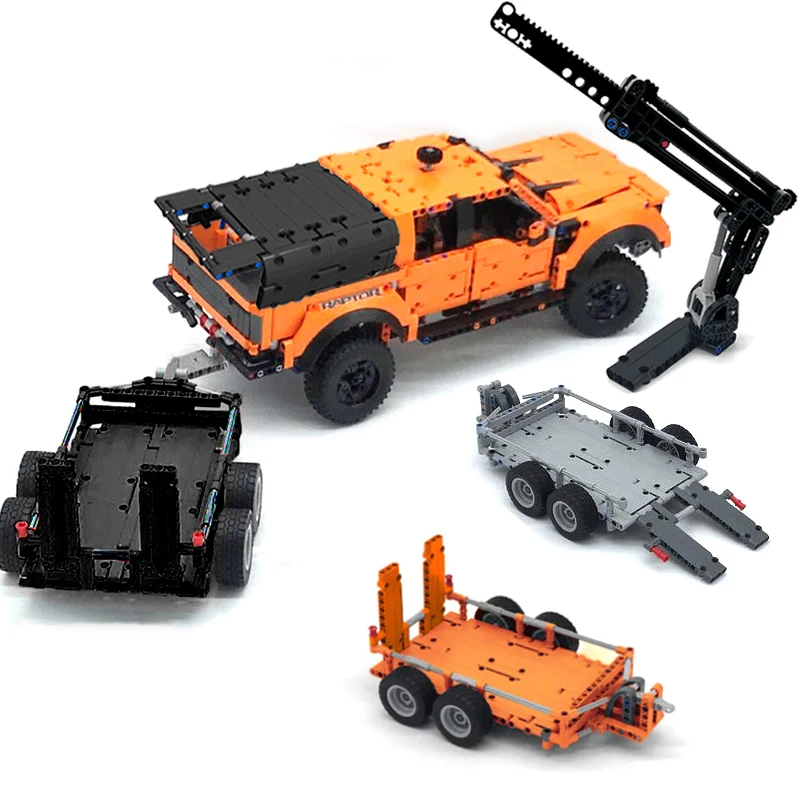 Nuovo Modello Di Gru Per Rimorchio Con Carico Tecnico Hardtop Set Moc Building Blocks Pickup Compatibili F-150 Raptor 42126 Assemblaggio Mattoni Gioca