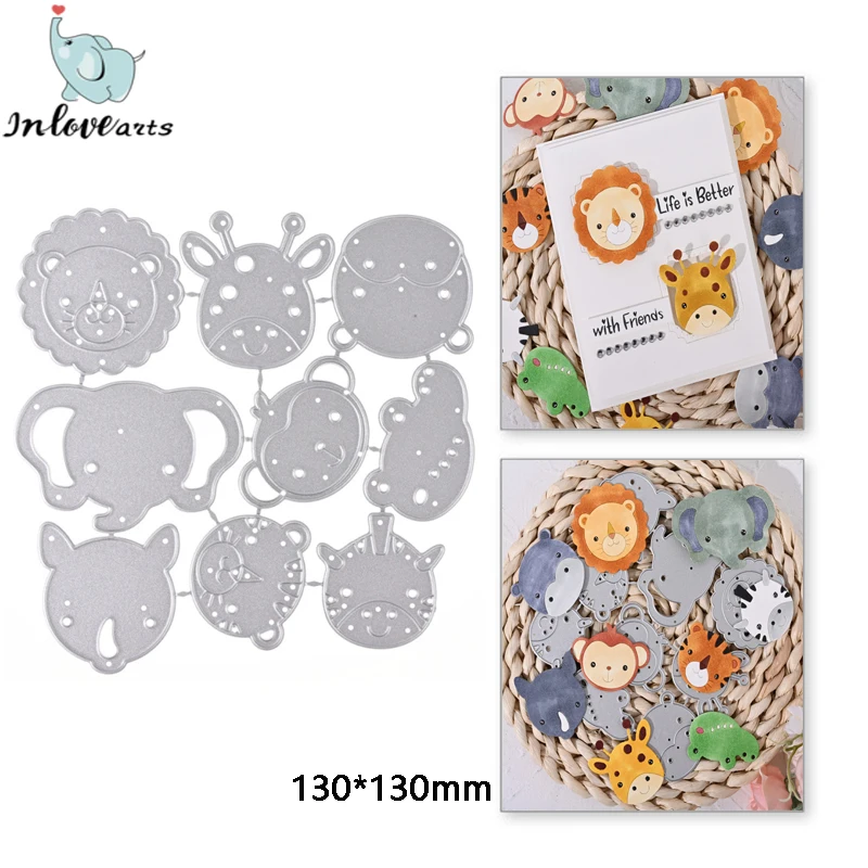 Inlovearts Lion Elephant Metal Cutting Dies Cut Giraffa Animal Decoration Scrapbook Paper Craft Knife Mold Blade Punch Stencil