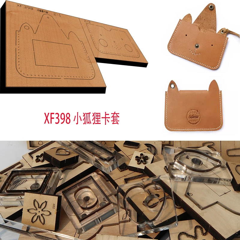 Little Fox Access Card Set Leather Craft Punch Hand Tool Cut Knife Mold Xf398 New Japan Steel Blade Wood Die Leather Tools
