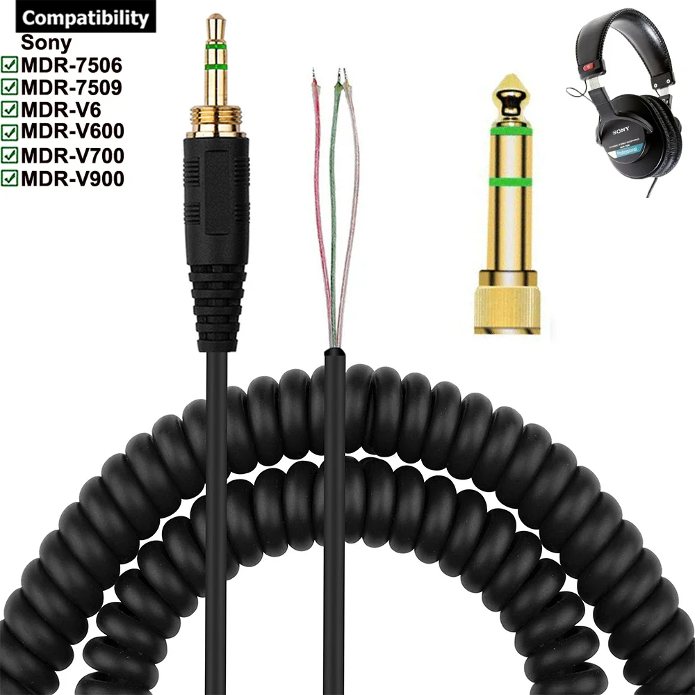 Ofc Cavo Di Prolunga Per Cavo A Spirale A Molla Di Ricambio Da 6.35Mm Per Cuffie Sony Mdr-7506 Mdr-7509 Mdr-V6 Mdr-V600 Mdr-V700 Mdr-V900