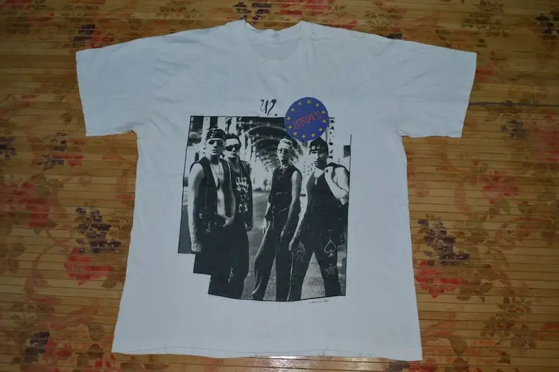 Vintage 1993 U2 Zooropa Tour Concert Promo Album Rare T-Shirt Anni '90