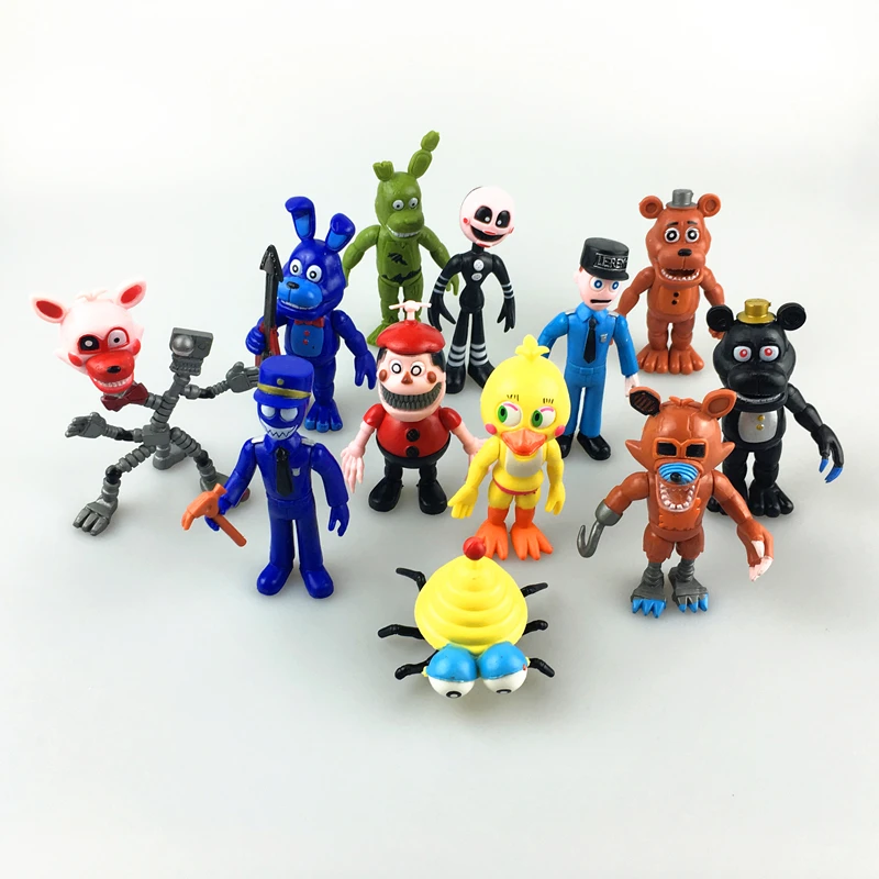 12 Pezzi Set Fnaf Freddy Action Figure Toys 10-12Cm Golden Foxy Bonnie Fazbear Model Collection Puntelli