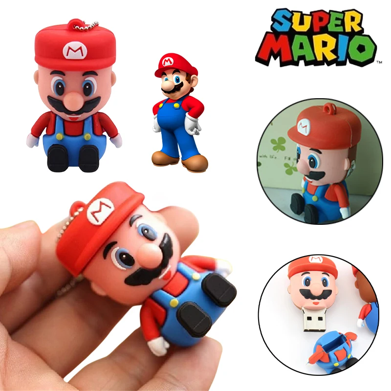 Super Mario Bros 32Gb 64Gb Chiavette Usb 2Gb 4Gb 6Gb 8Gb Memory Stick Usb Anime Pvc Cover U Disk Pendrive Flash Card Drive