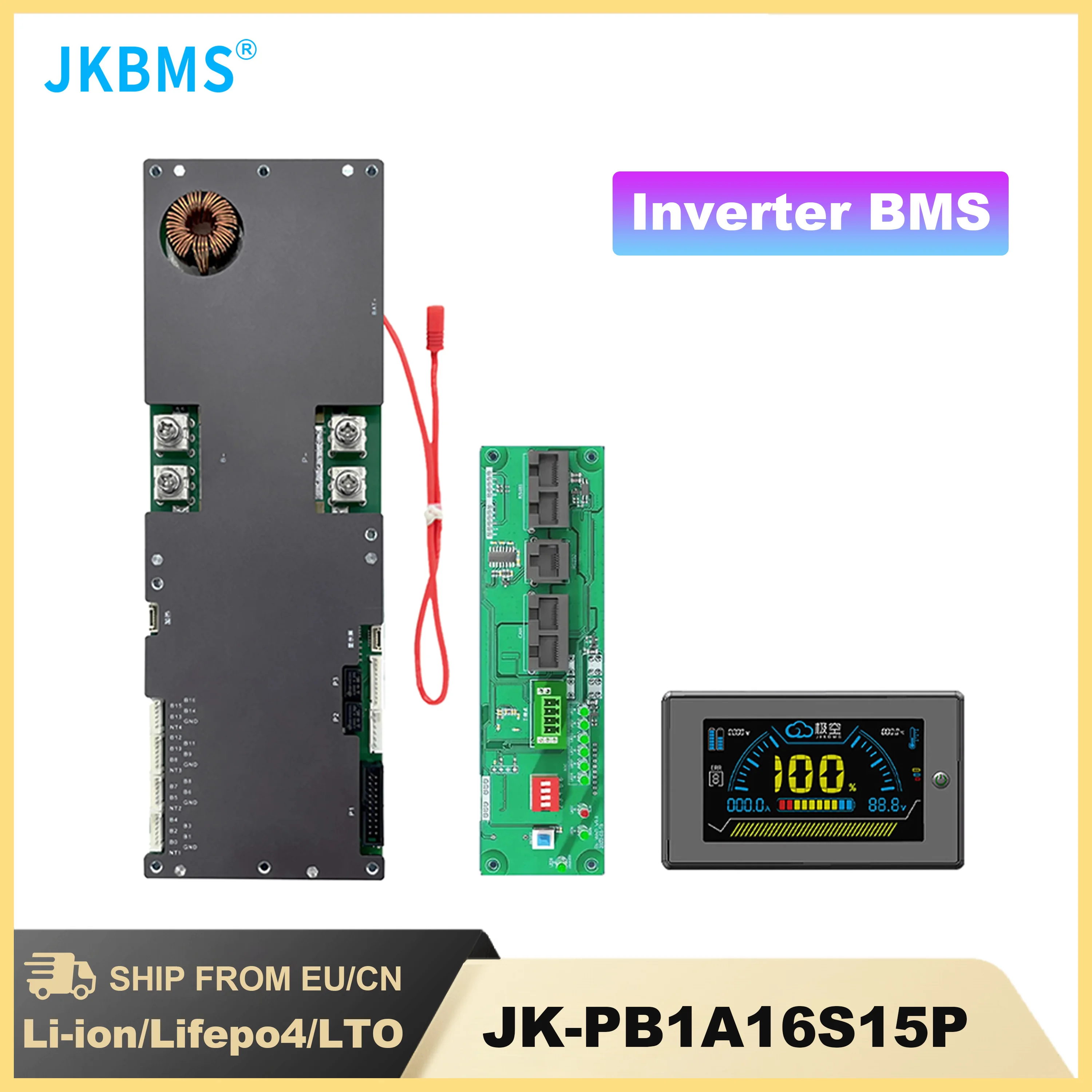 Jkbms Inverter Smart Bms 8S 16S 24V 48V 150A 8S-16S Family Energy Storage Lifepo4/Li-Ion/Lto Per Growatt Deye Etc Inverter