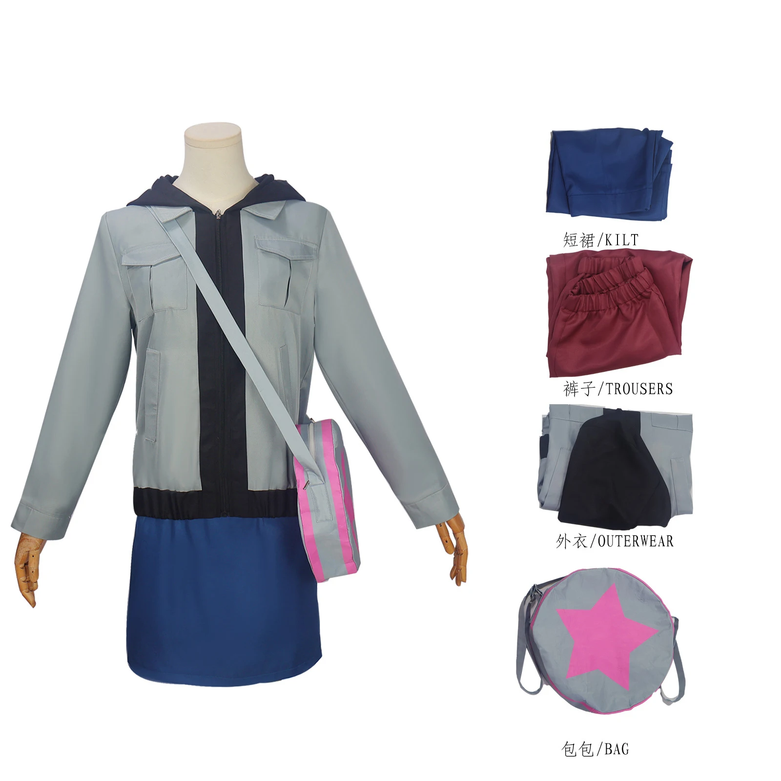 Scott Pilgrim Decolla Ramona Flower Cosplay Costume Donna Fantasia Uniforme Pantaloni Cappotto Borsa Abiti Halloween Carnival Suit