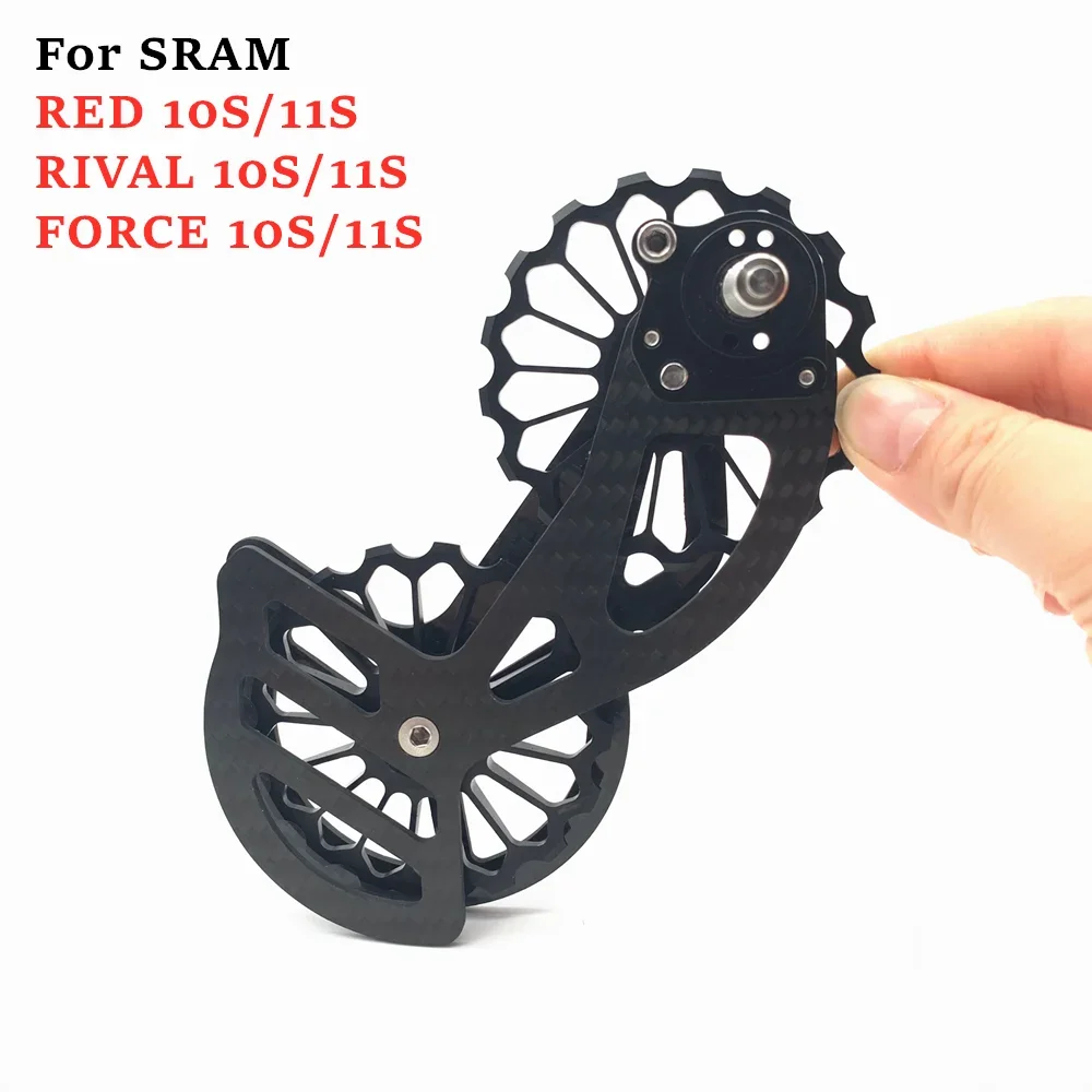 Hot 17T Carbon Bicicletta Jockey Puleggia Cuscinetto In Ceramica Puleggia Set Di Ruote Deragliatori Posteriori Guida Per Sram Red Rival Force 10S 11S