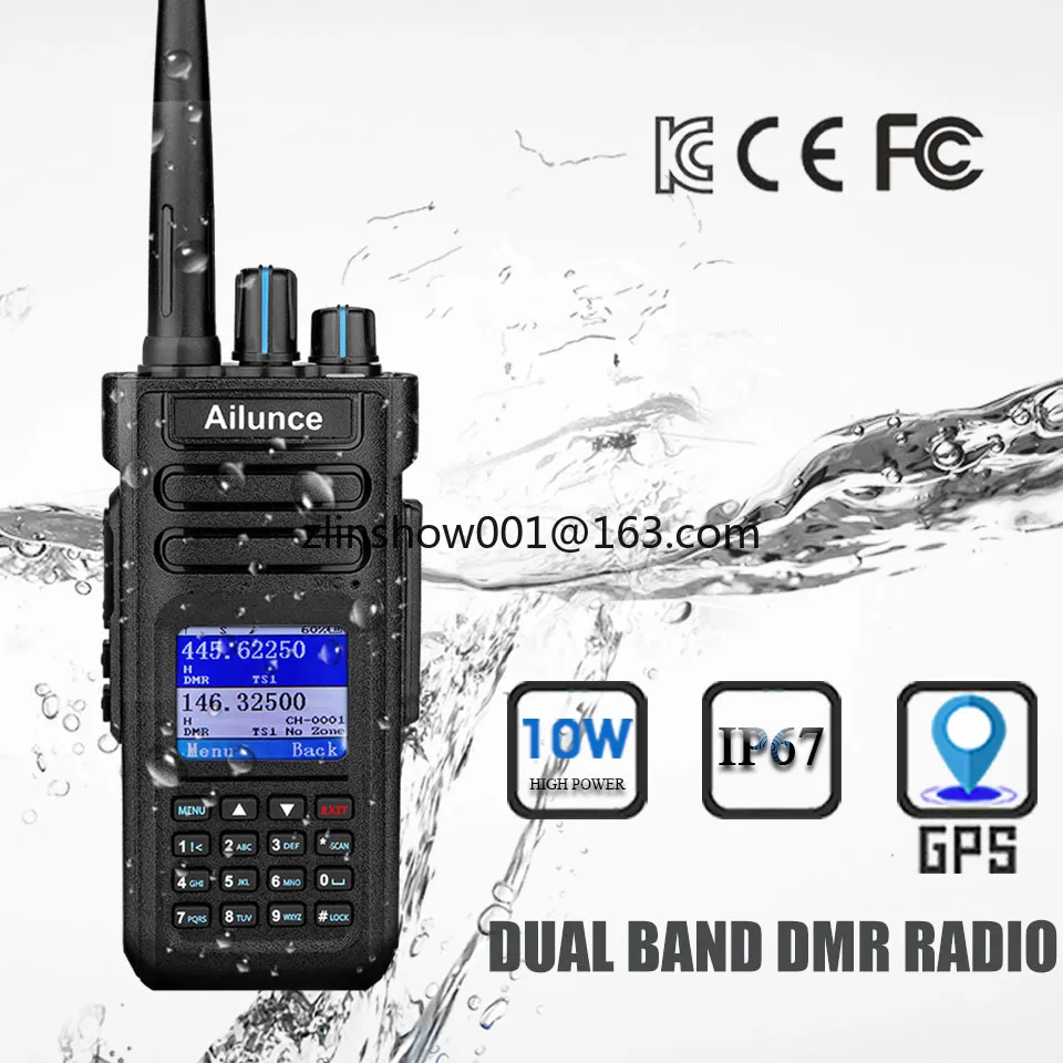 Ailunce 10W Dmr Gps Interfono Scanner Della Polizia Radio Bidirezionale Ip67 Impermeabile 2900Mah Dual Band Walkie Talkie Digitale Hd1