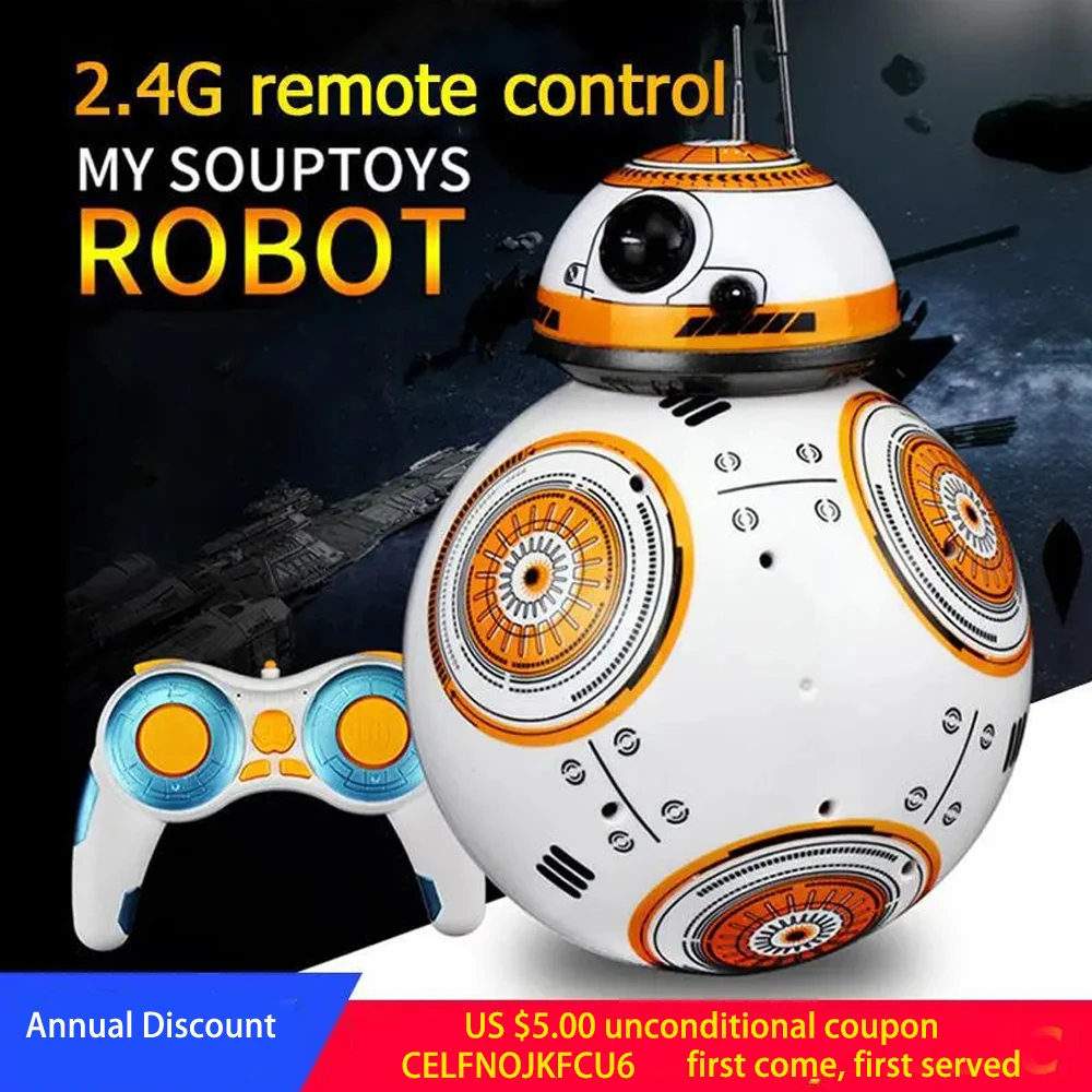 Telecomando Rc Robot 2.4G Con Aggiornamento Della Figura D'Azione Sonora Robot Droid A Sfera Intelligente Bb8 Bb-8 Giocattoli Modello Per Bambini