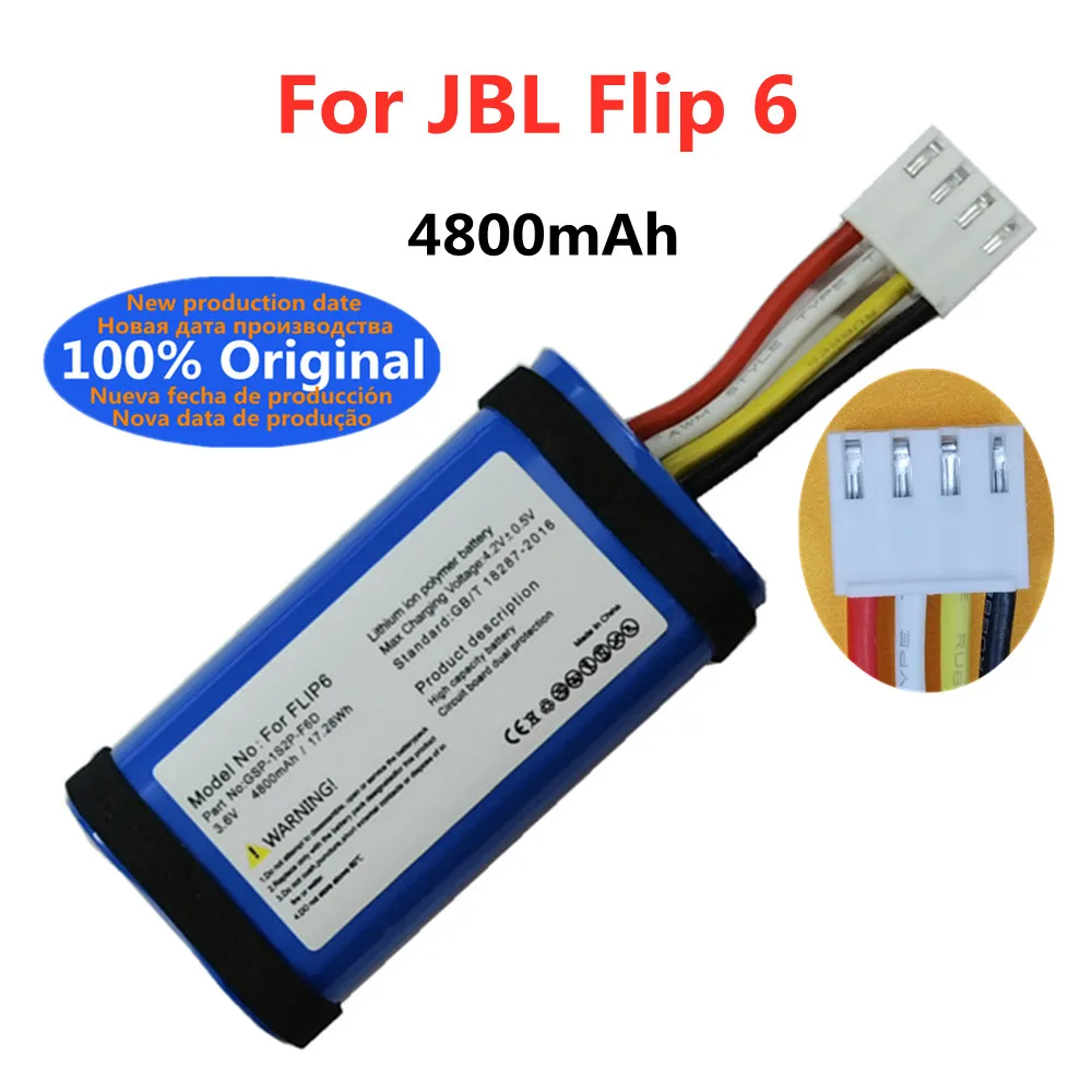 4800Mah Nuovo Originale Flip Battery Player Altoparlante Bateria Per Jbl Flip 6 Flip6 Wireless Bluetooth Speaker Battery Bateria