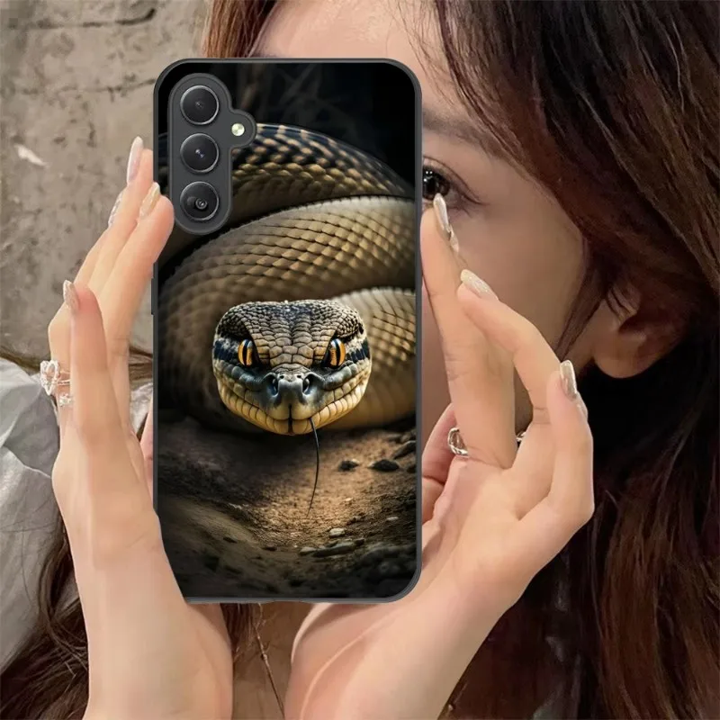 Snake Cobra Mobile Cell Phone Case For Samsung Galaxy A91 70 54 53 52 34 24 21 Note 20 10 M54 Plus Ultra 5G Black Cover Funda