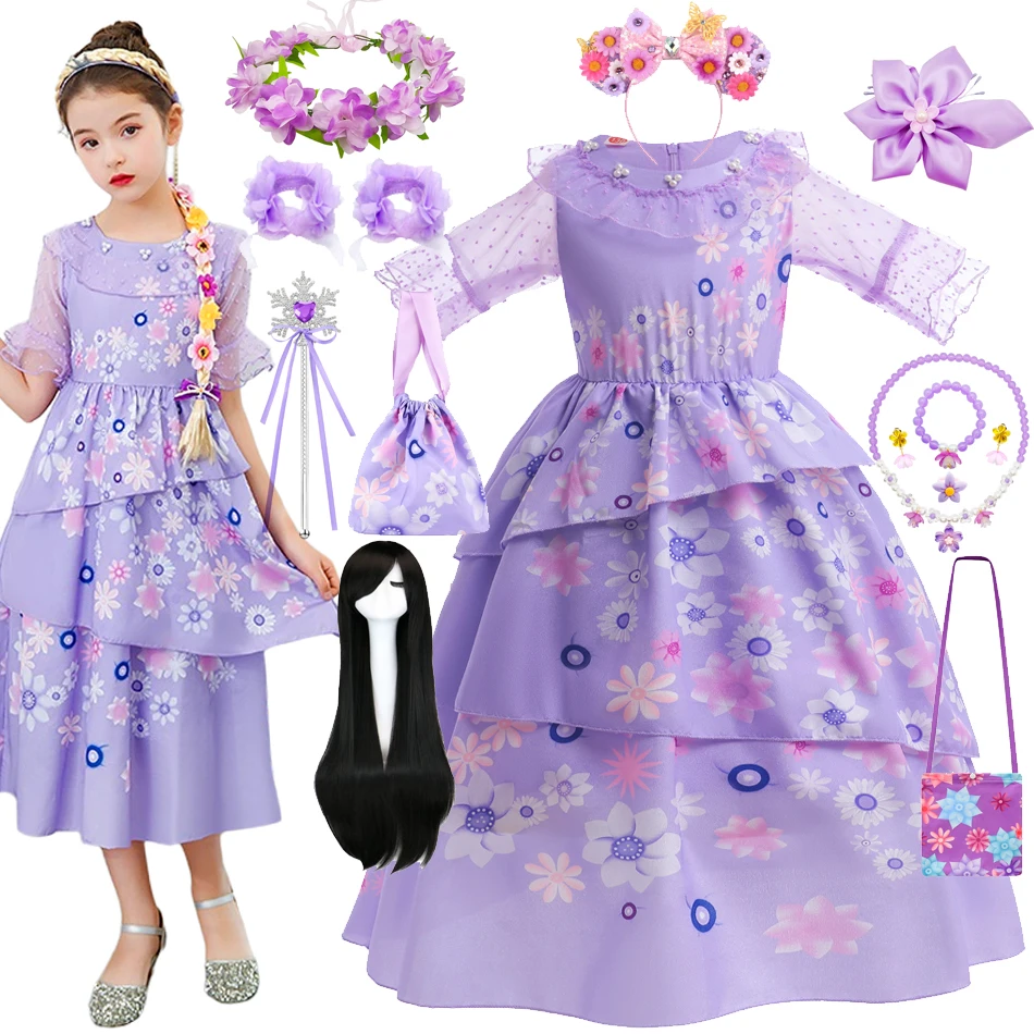 Encanto Costumes Cosplay Princess Dress Collana Charm For Girls Carnival Christmas Birthday Party Isabela Abbigliamento 2-10T