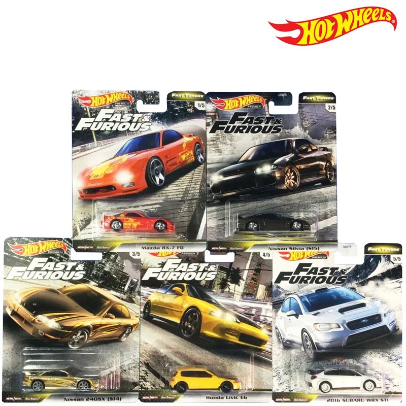 Hot Wheels Gbw75 Speed And Passion 6 Subaru Wrx Sti Honda Civic Eg Nisan 240Sx S14 Silvia S15 Mazda Rx-7 In Magazzino