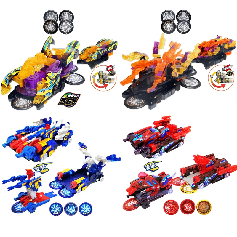 Burst Deformation Car Violence Transformation Action Figure Robot Beast Fit Screechers 360 ° Flip Battle Toys Regali Capture Wafer