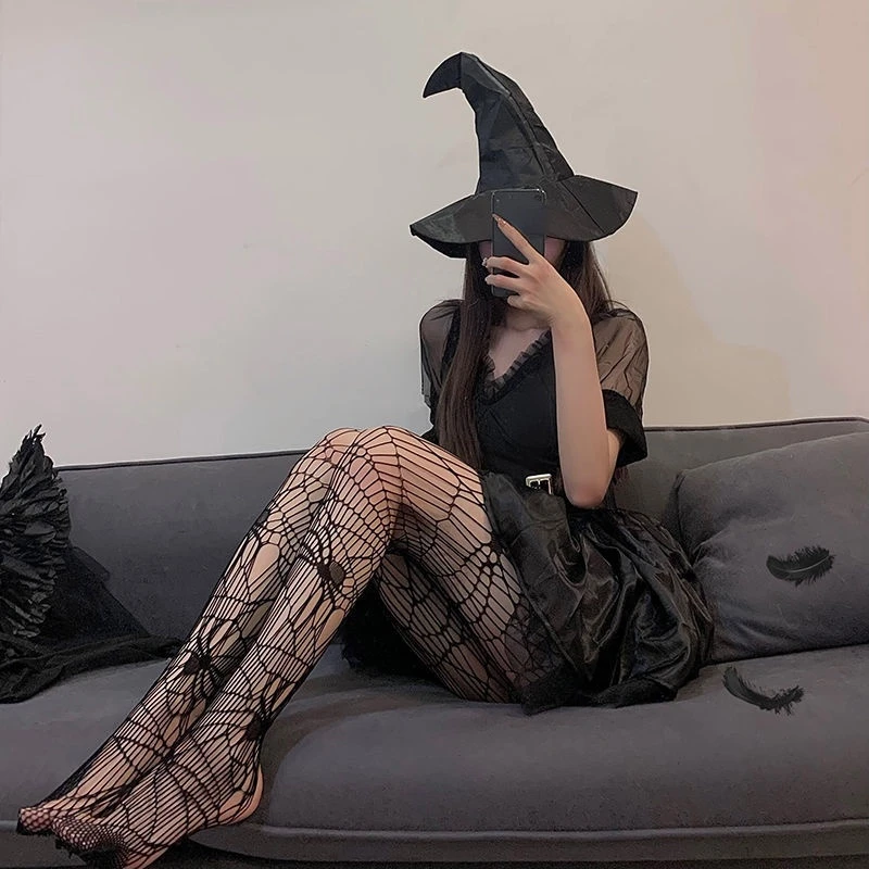 New Harajuku Spider Web Collant Sexy Calze A Rete Corpo Femme Collants Plus Size Lingerie Dropshipping Donna Collant Gotico
