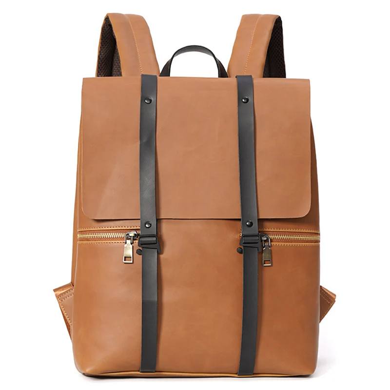 Retro Men Backpack Leather Computer Back Pack College Mochila Hombre Travel Bag For Men Laptop Bagpack Sacoche Homme New Plecak