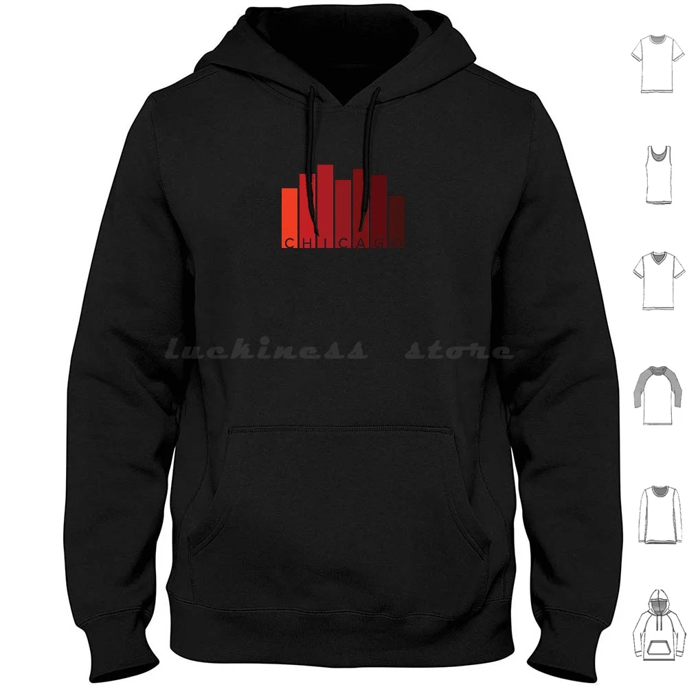 Felpe Con Cappuccio Chicago Skyline Manica Lunga Chicago Arizona Windy City Skyline Cubs Bears White Sox Bulls