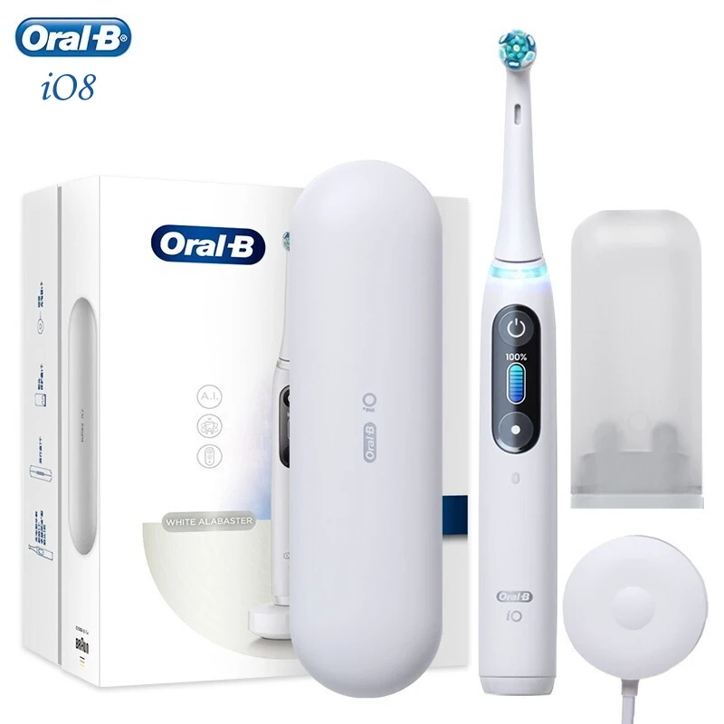 Orale B Io8 Elettrico Toothrbush Rotazione Spazzolino Elettrico Sonico Adulto Pro-Health Precisione Dentale Pulizia Spazzola Morbida Ricarica