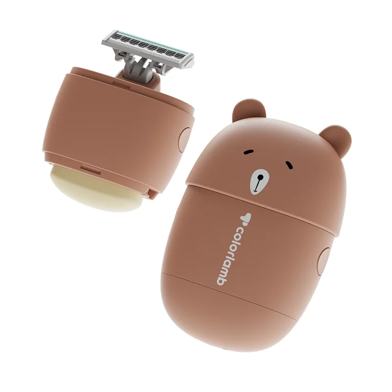 Colorlamb Cute Bear Style Women Razor For Travel Rasoio Manuale Portatile Con 1 Cartucce Di Sicurezza + 1 Set Di Rasoio Per Sapone Per La Cura Della P