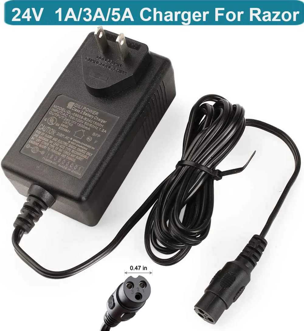Caricabatterie Per Rasoio E200, E300, Pr200, E100, E500, Mx350, Dirt Quad, Pocket Mod E Per Sport Mod, 3 Poli 24V 1A Adattatore Di Alimentazione
