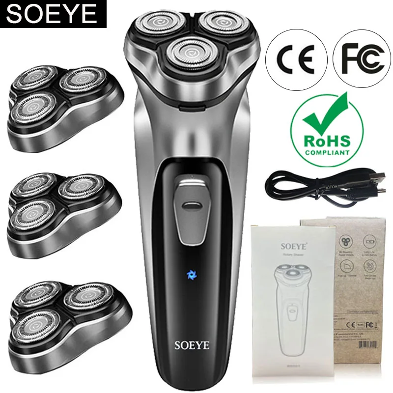 Rasoio Elettrico Per Uomo Rasoio Elettrico Soeye Rasoio Per Uomo 3D Floating Blade Beard Trimmer Ricarica Usb Macchina Da Taglio Per Capelli