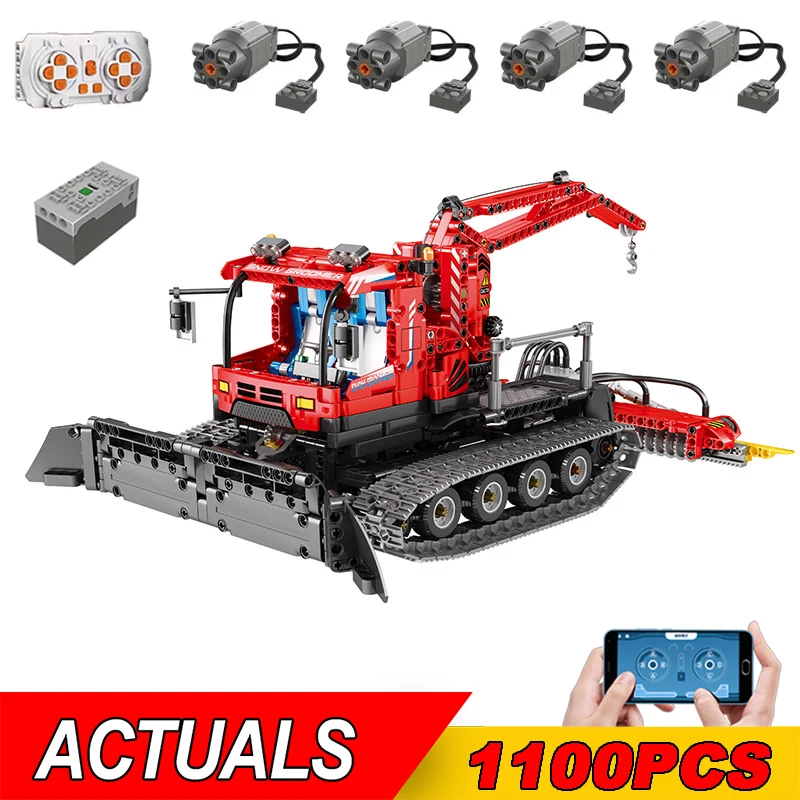 Nuovo 22019 Technical Rc Snow Cleaning Car Toys Telecomando Snow Groomer Building Blocks Mattoni Per Veicoli Per Bambini Regalo Di Natale