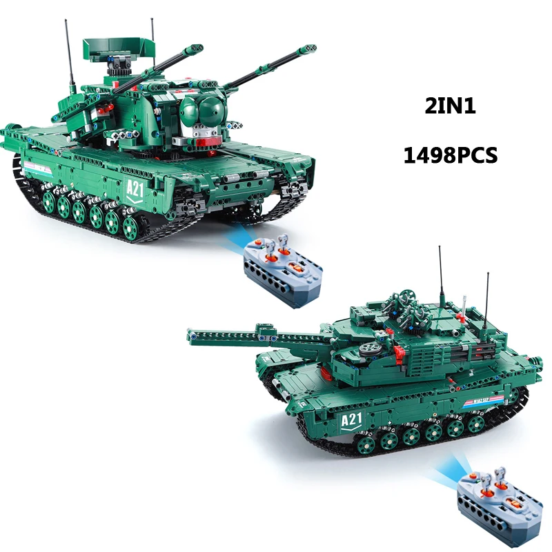 Tecnico Moderno Militare 2.4Ghz Telecomando M1A2 Abrams Main Battle Tank Block 2 In1 Panther Model Bricks Rc Toys Collection