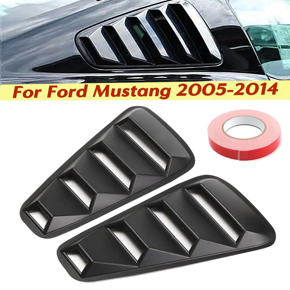 1 Paio Di Auto Auto 1/4 Quarter Side Window Louvers Scoop Cover Vent Per Ford Mustang 2005-2014