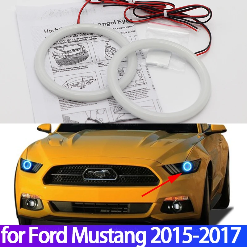 For Ford Mustang 2015 2016 2017 Car Accessories Halo Ring 6000K White High Quality Milk Cotton Angel Eyes Light