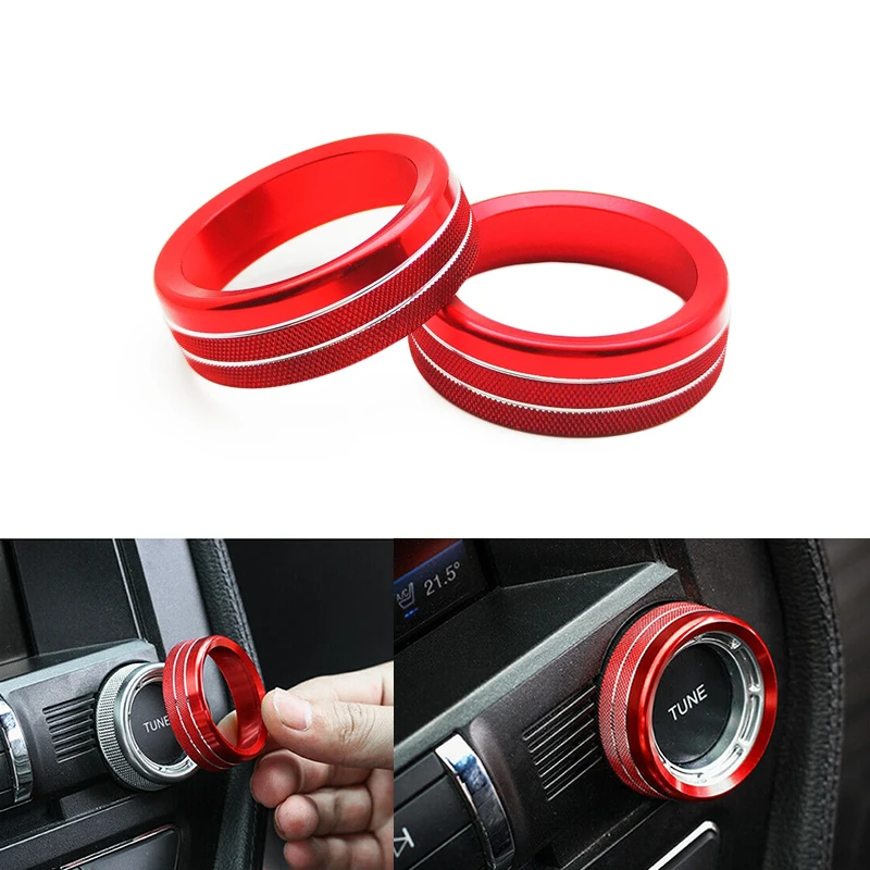 2Pcs Car Alluminio Radio Switch Manopola Di Regolazione Del Volume Trim Cover Modanatura Decorazione Per Ford Mustang 2015-2020