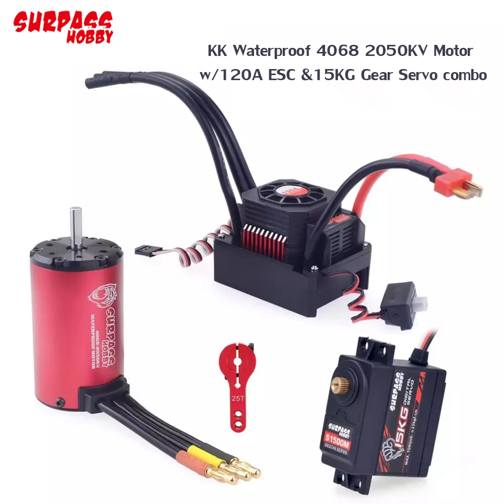 Surpass Hobby Kk Impermeabile 4068 2050Kv Motore Brushless Con 120A Esc 15Kg Servo Ingranaggi In Metallo Per 1/8 Rc Drift Racing Truck Car