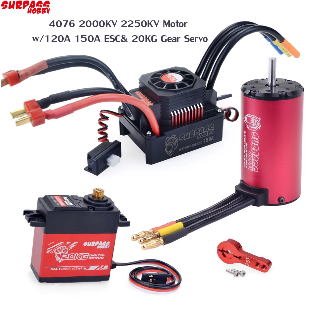 Impermeabile 4076 2000Kv 2250Kv Motore Brushless Con 120A 150A Esc 20Kg Metal Gear Servo 25T Arm Per 1/8 Rc Drift Racing Car