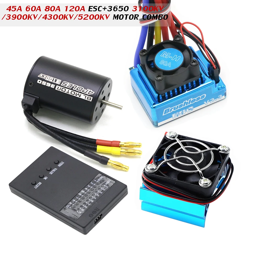 Motore Rc 3650 3100Kv / 3900Kv / 4300Kv / 5200Kv Motore Brushless E 45A 60A 80A 120A Combo Esc Per 1/ 8 1/10 Rc Car Rc Boat Part