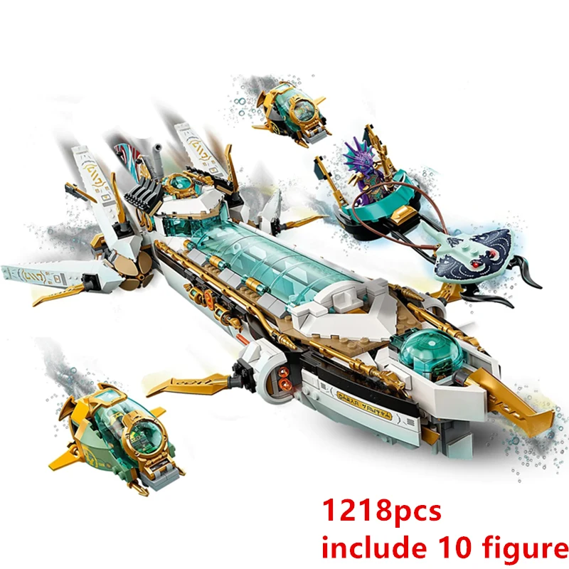 1218Pcs Hydro Bounty Submarine Mech Sub Speeder 71756 Building Blocks Underwater Bounty Bricks Ninjasn Model Kids Toys Gift