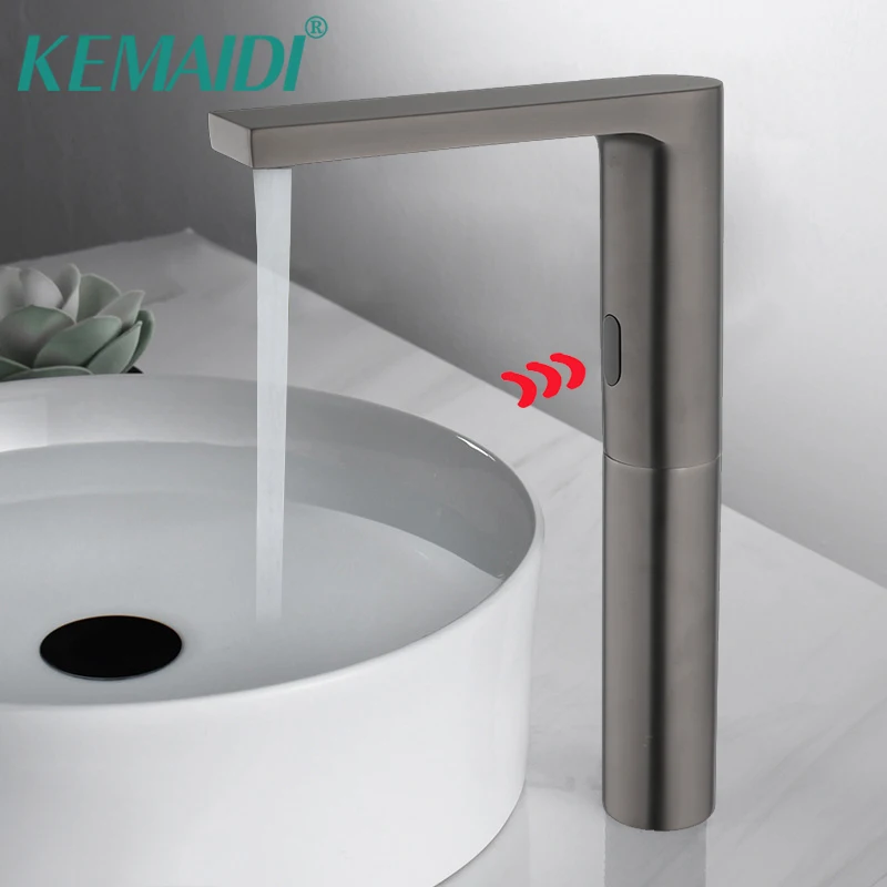 Kemaidi Ottone Brey Rubinetto Automatico Per Lavabo Da Bagno Mani Touch Free Sensor Miscelatore Per Lavabo Rubinetto Per Acqua Calda E Fredda Montato 