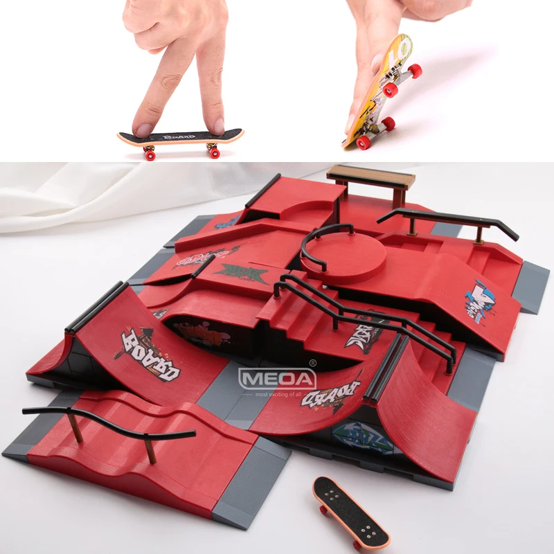 10 In 1 Finger Skateboards Diy Skate Park Ramp Parts Tech Deck Scene Venue Combination Set Per Bambini Indoor Home Toys