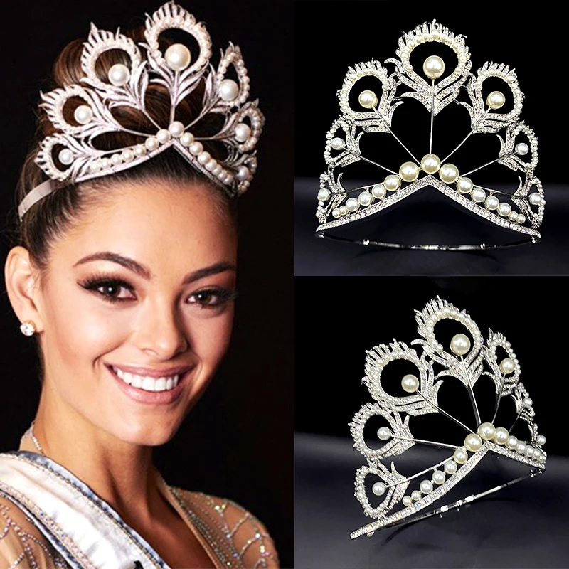Perle Bianche Strass Miss Universe Mikimoto Crown Replica Accessori Per Capelli