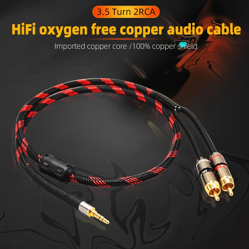 Hi-Fi Fine Full Stereo Febrile Audio Line Aux 3 Head Line 3.5 Turn Rca Double Lotus Line 0.75 1 2 1.5 M 2 3 5 ~ 30M Rame Puro