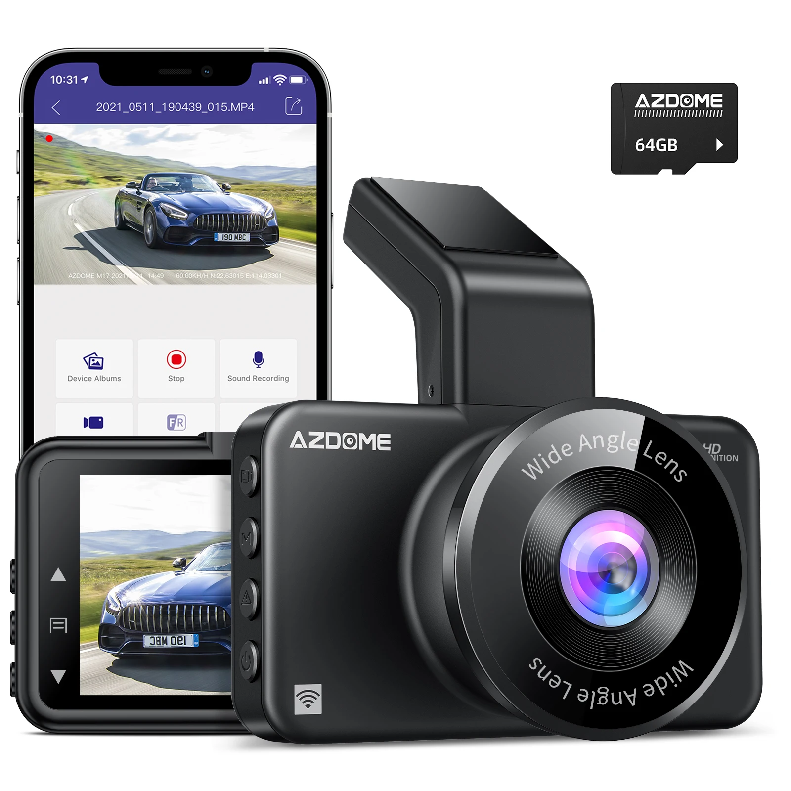 Azdome M17 Car Dvr Fhd 1080P Wifi Recorder 3 Pollici Ips Screen Adas Car Recorder Dash Cam Night Vision Parking Monitor