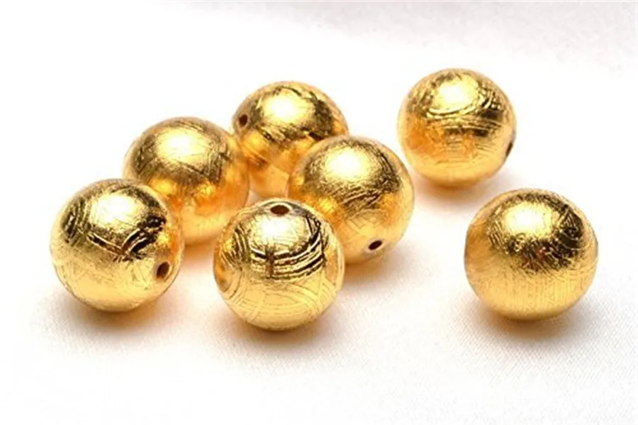 Natural Gibeon Iron Meteorite Moldavite One Round Beads Meteorite 24K Gold Power 8Mm 10Mm Jewelry Aaaaaa