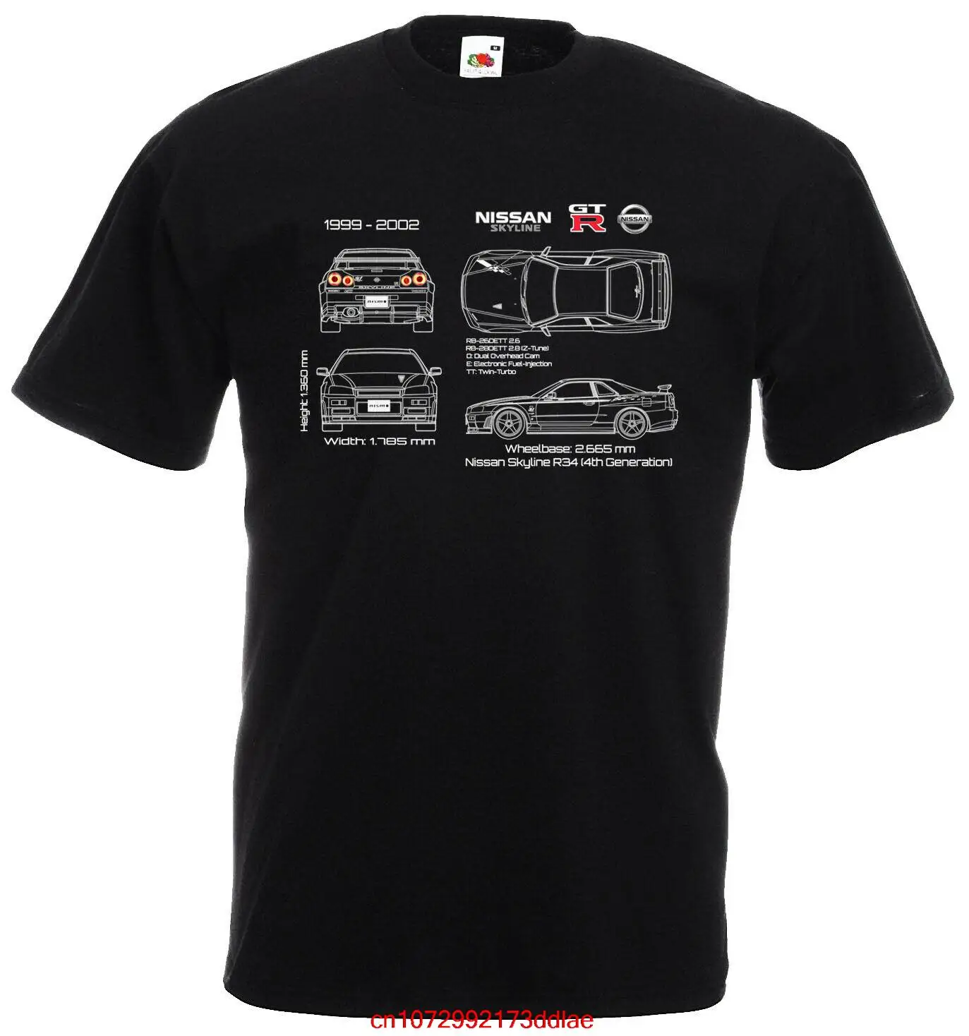 Gtr Skyline 2023 Gtr Skyline Motor Tray New Hip Hop Image Print Lettere Recenti Vassoio Da Uomo T-Shirt Da Uomo