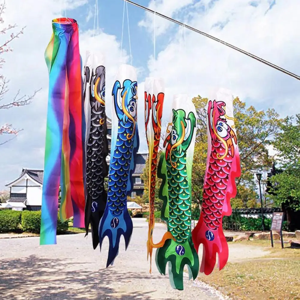 Windsock Pieghevole Dragon Pattern Carp Spray Windsock Streamer Fish Flag Koinobori Kite Cartoon Fish Windsock Carp Wind Sock Flag